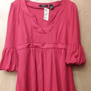 Red Flowy Empire Balloon Sleeve Dress NWT Arden B